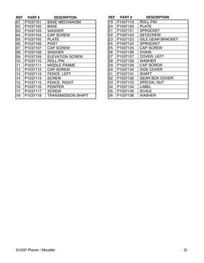 Part Diagram for G1037