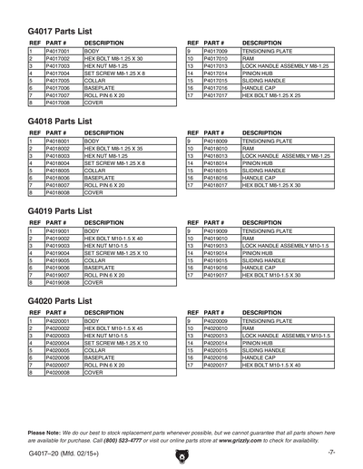 Part Diagram for G4020