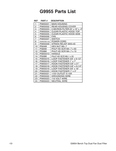 Part Diagram for G9955