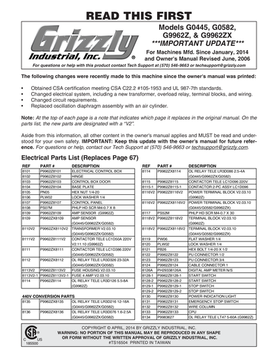 Parts for G9962ZX 24