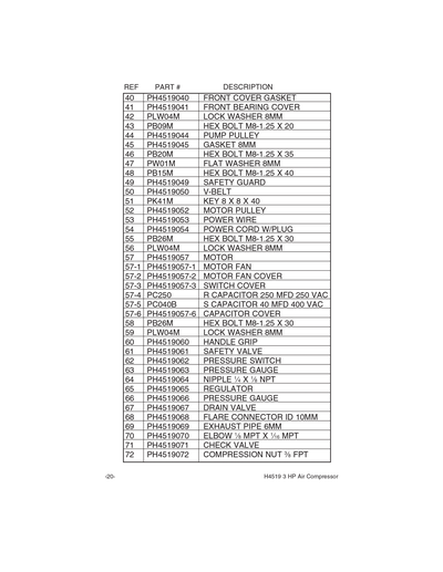 Part Diagram for H4519