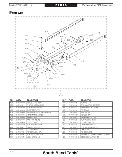 Part Diagram for SB1111