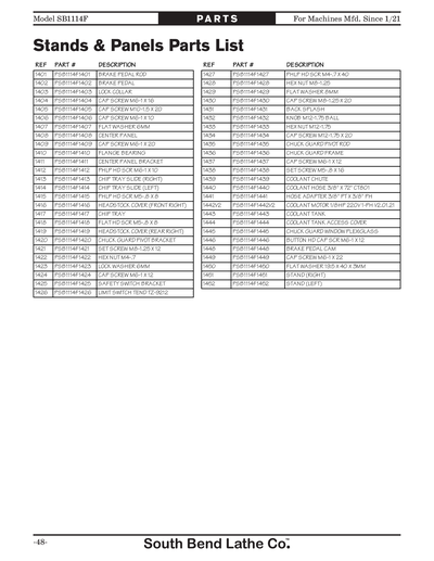 Part Diagram for SB1114F