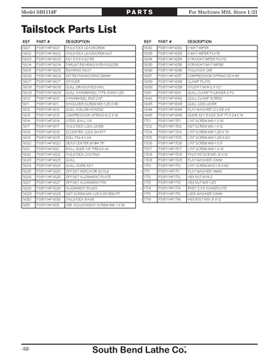 Part Diagram for SB1114F