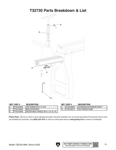 Part Diagram for T32730