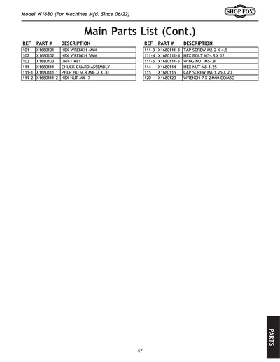 Part Diagram for W1680
