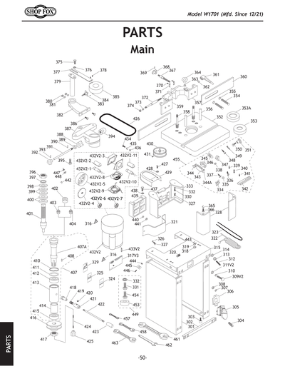 メル40120ページ Parts for W1701 1-1/2 HP Shaper - Grizzly Industrial, Inc.
