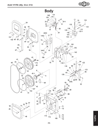 Parts for W1706 1 HP 14