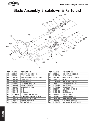 Part Diagram for W1803