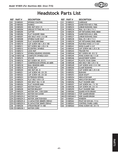 Part Diagram for W1805