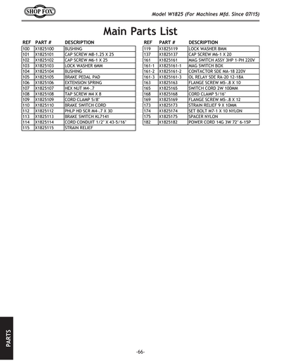 Part Diagram for W1825