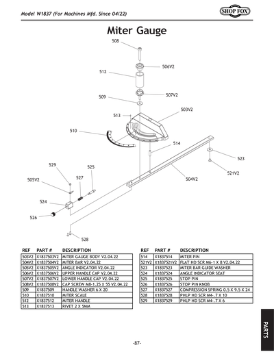 Part Diagram for W1837