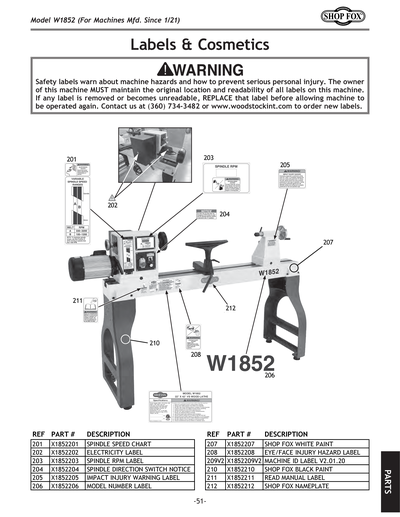 Part Diagram for W1852