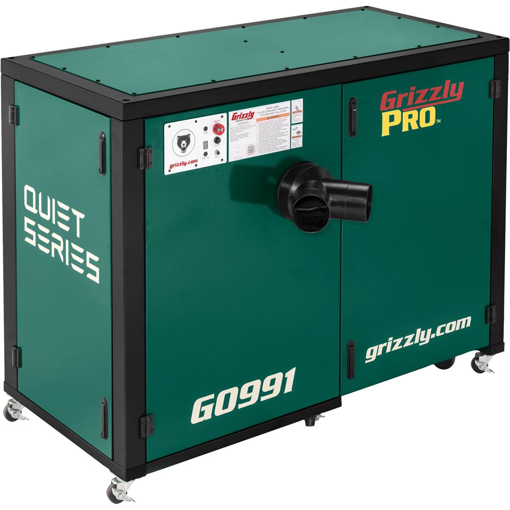 Grizzly G0991 - 1-1/2 HP Ultra-Quiet Horizontal Cyclone Dust