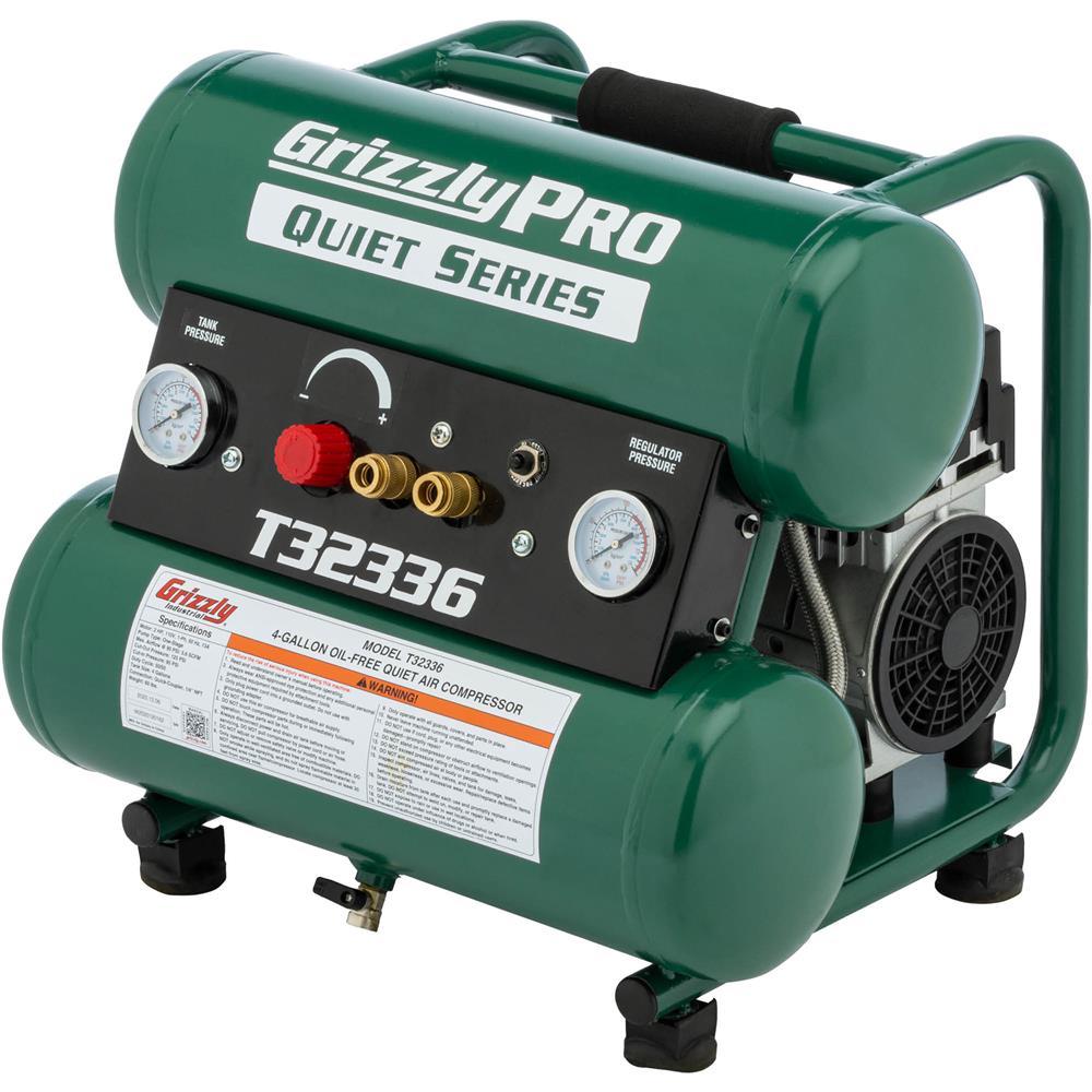 23エアリティ　PC LT3000 Grizzly PRO T32336 - 4-Gallon Oil-Free Quiet Series Air Compressor