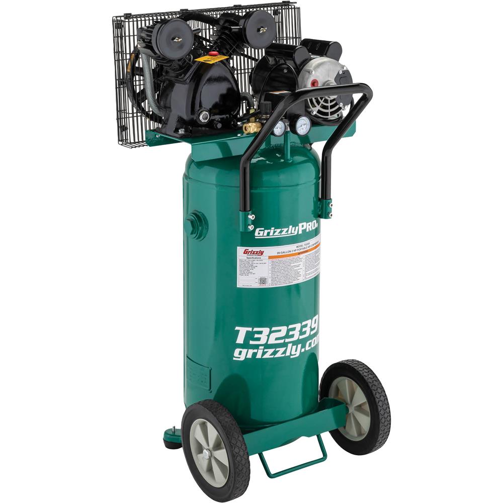 Grizzly PRO T32339 - 20-Gallon 2 HP Portable Air Compressor