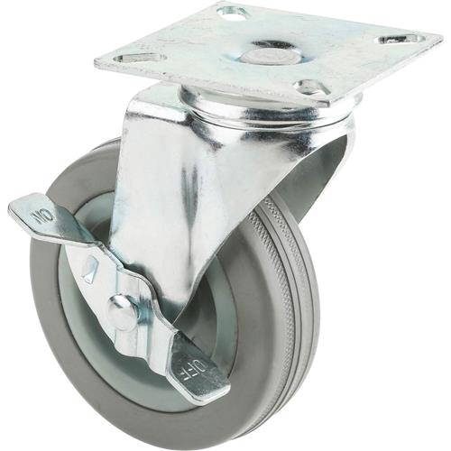Image for Steelex D2597 - 4" Gray Rubber Swivel Caster w/ Brake