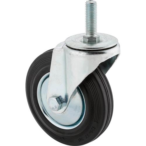 Image for Steelex D4642 - 5" Black Rubber Swivel Caster, M12x1.75 Threaded Mount