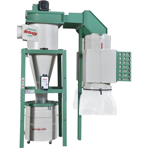 Image for Grizzly G0601HEP - 5 HP 3-Phase Dual-Filtration HEPA Cyclone Dust Collector
