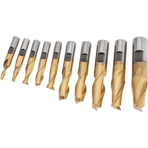 Image for Grizzly G9761 - HSS TiN Coated 2 Flute End Mills, 10 pc. Set