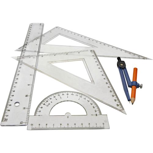 Image for Grizzly T21555 - 5 pc. Ruler, Compass and Protractor Set