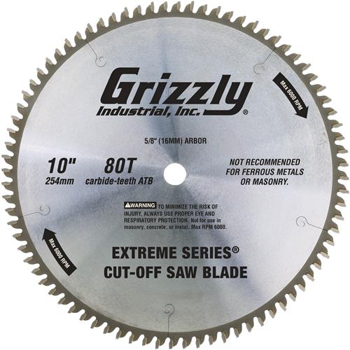 Image for Grizzly T26699 - 10" x 5/8" 80t ATB Cut-Off Saw Blade