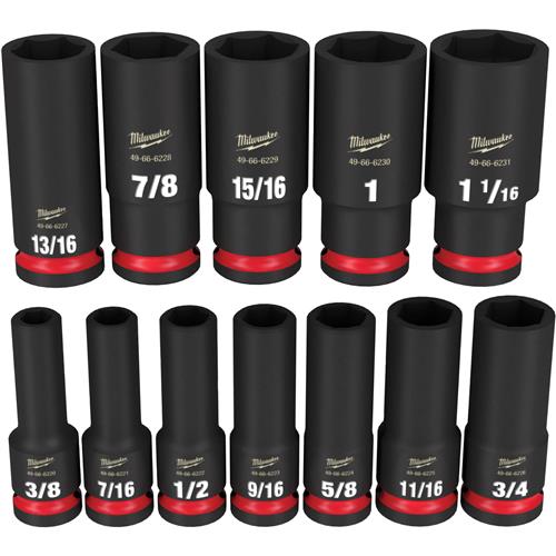 Image for Milwaukee T33394 - SHOCKWAVE Impact Duty 1/2" Drive SAE Deep 6 Point Socket Set - 12 pc.