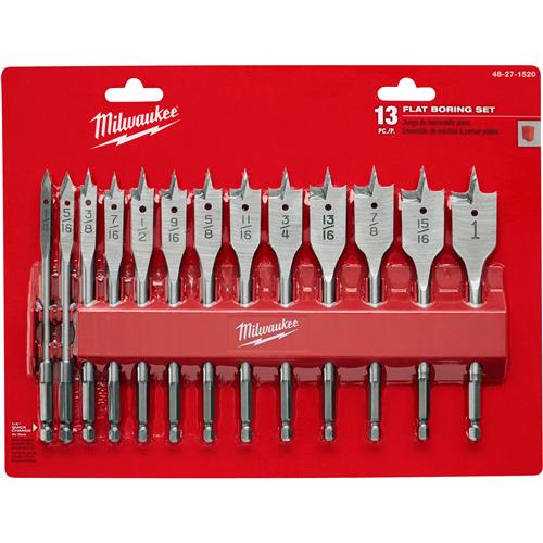 Image for Milwaukee T33398 - Flat Boring Bit Set - 13 pc.