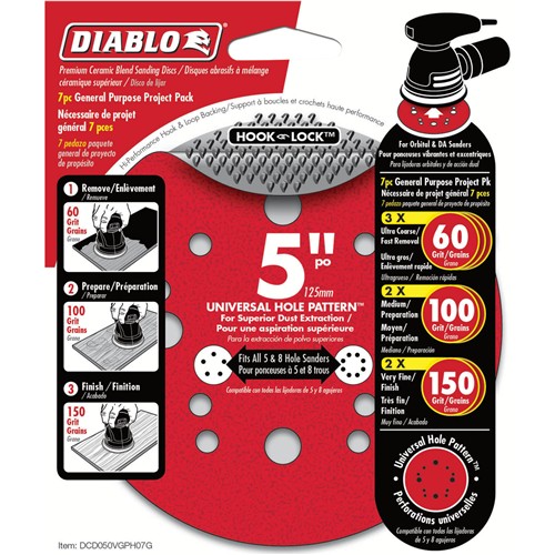 Image for Diablo T33513 - 5" ROS Hook & Lock™ Disc Project Pack General Purpose 7 Pk