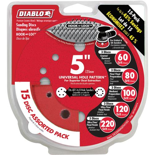 Image for Diablo T33527 - 5" ROS Hook & Lock Disc Assorted Pack 15 Pk
