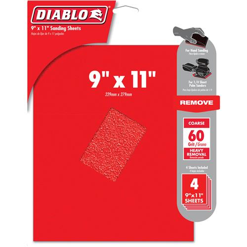 Image for Diablo T33566 - 9" x 11" 60-Grit (Coarse) Sanding Sheet 4 Pk