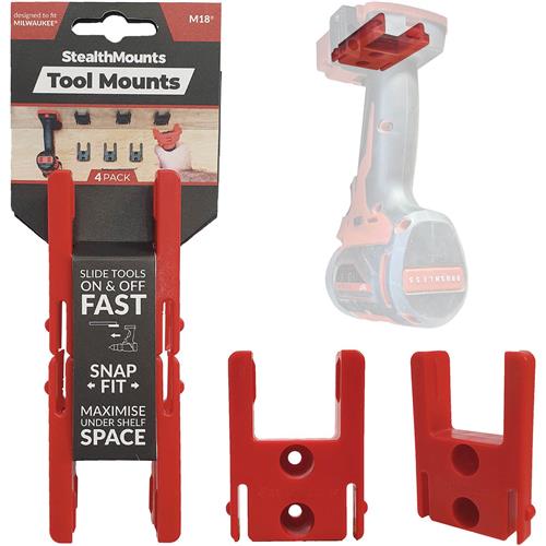 Image for StealthMounts T33655 - Tool Mount for Milwaukee M18 - 4-Pk. (Red)