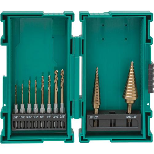 Image for M35 Cobalt Quick-Release Hex Shank Step Drill and Drill Bit Set, 10 Pc.