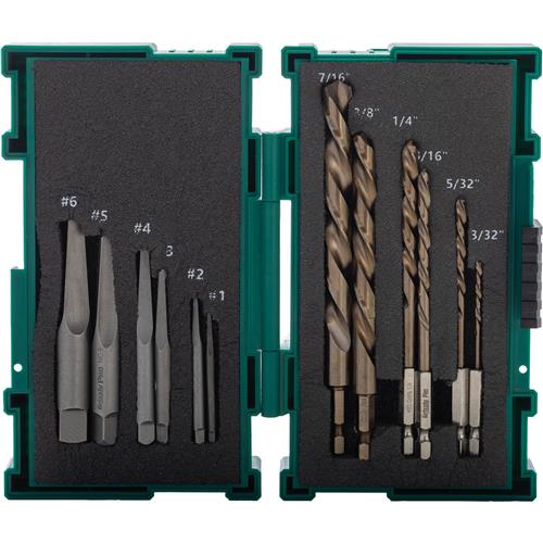 Image for Grizzly PRO T34272 - 12 Pc. M35 Cobalt Drill Bit and Screw Extractor Set